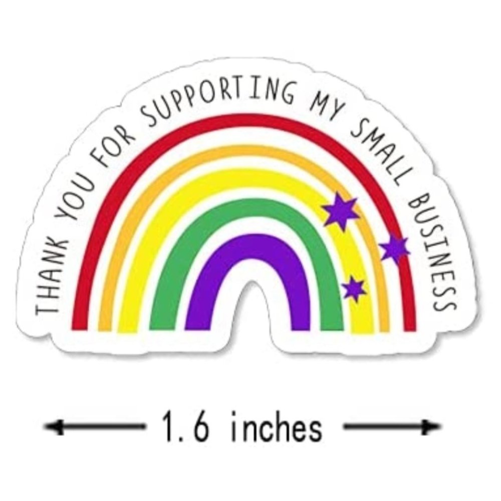 150 THANK YOU FOR SUPPORTING MY SMALL BUSINESS Rainbow Star Stickers 1" x 1.6"